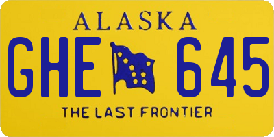 AK license plate GHE645