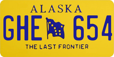 AK license plate GHE654