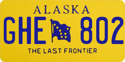 AK license plate GHE802