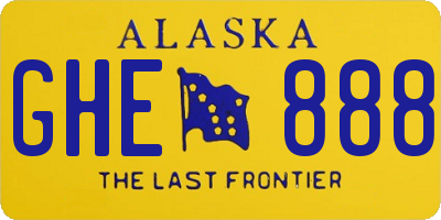 AK license plate GHE888