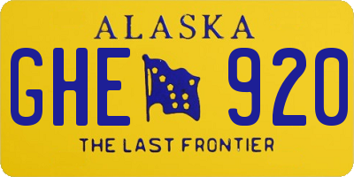 AK license plate GHE920