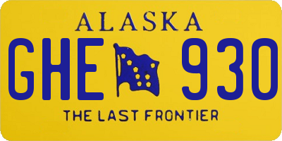AK license plate GHE930