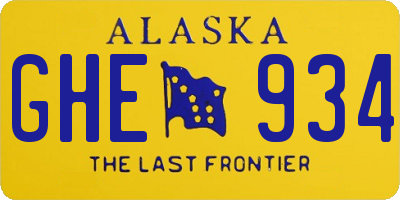 AK license plate GHE934
