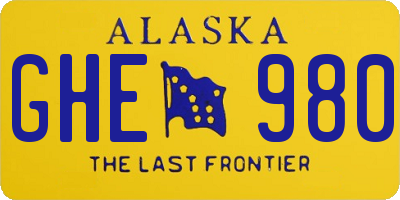AK license plate GHE980