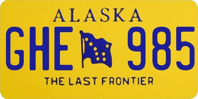 AK license plate GHE985