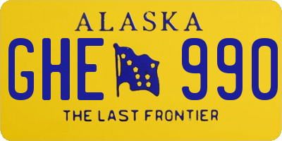 AK license plate GHE990