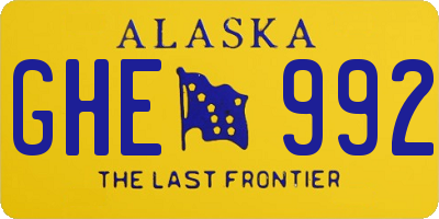 AK license plate GHE992