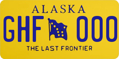 AK license plate GHF000