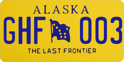 AK license plate GHF003
