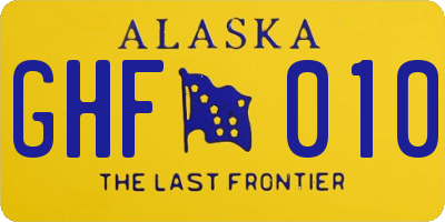 AK license plate GHF010