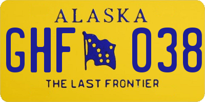 AK license plate GHF038