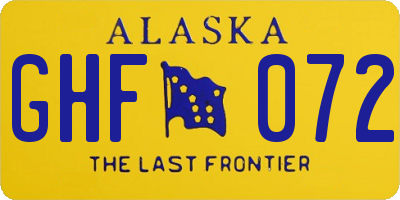 AK license plate GHF072