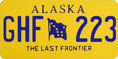 AK license plate GHF223