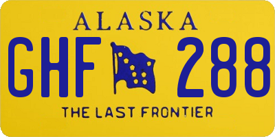 AK license plate GHF288