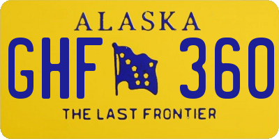 AK license plate GHF360