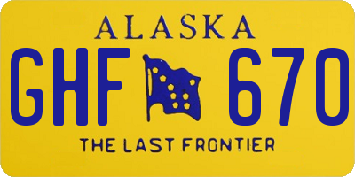 AK license plate GHF670
