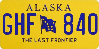 AK license plate GHF840