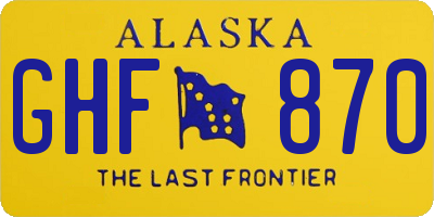 AK license plate GHF870