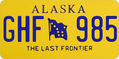 AK license plate GHF985