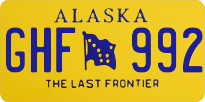 AK license plate GHF992