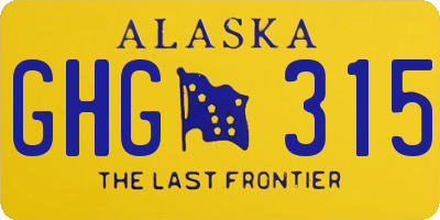 AK license plate GHG315