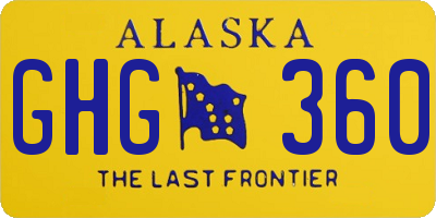 AK license plate GHG360