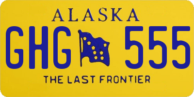 AK license plate GHG555