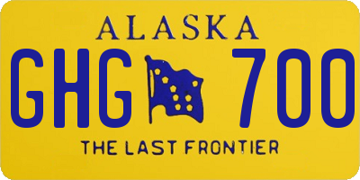 AK license plate GHG700