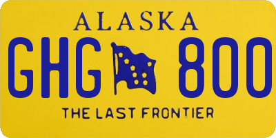 AK license plate GHG800