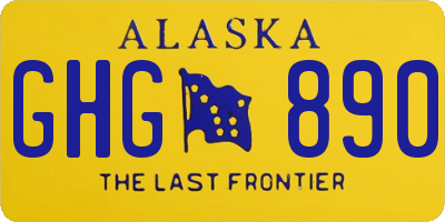 AK license plate GHG890