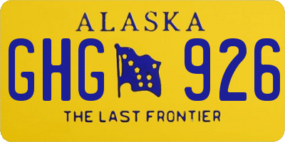 AK license plate GHG926