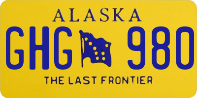 AK license plate GHG980