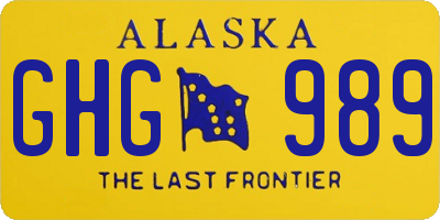 AK license plate GHG989
