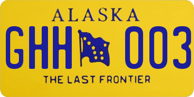 AK license plate GHH003