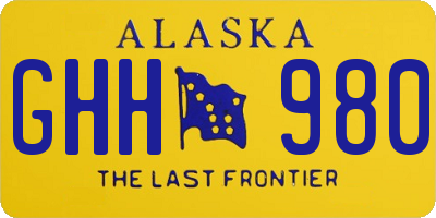AK license plate GHH980