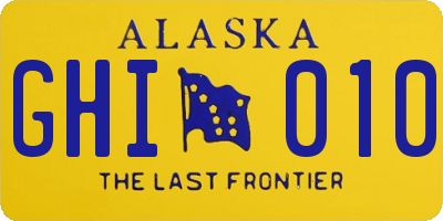 AK license plate GHI010