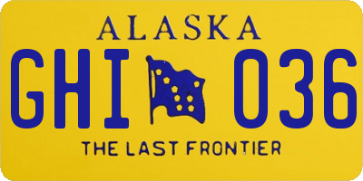 AK license plate GHI036