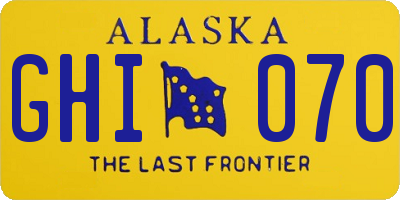 AK license plate GHI070