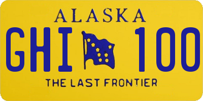 AK license plate GHI100