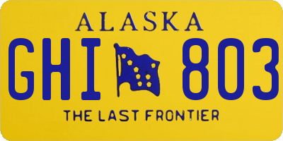 AK license plate GHI803