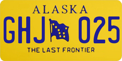 AK license plate GHJ025