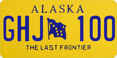 AK license plate GHJ100