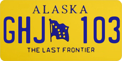 AK license plate GHJ103