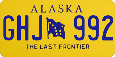 AK license plate GHJ992