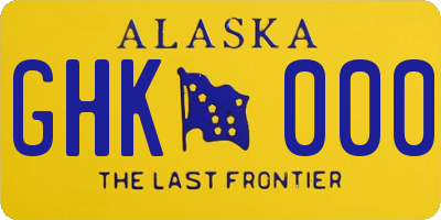 AK license plate GHK000