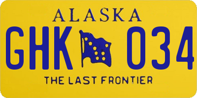 AK license plate GHK034