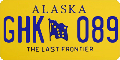 AK license plate GHK089