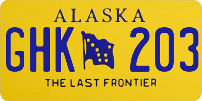 AK license plate GHK203