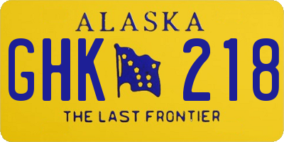 AK license plate GHK218