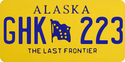 AK license plate GHK223